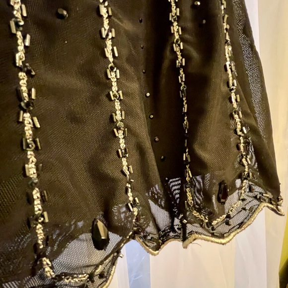 Sparkle and shine in Silver Beaded Black Skirt, Sz 10, Side Zip, Vintage EXPRESS - Picture 12 of 16